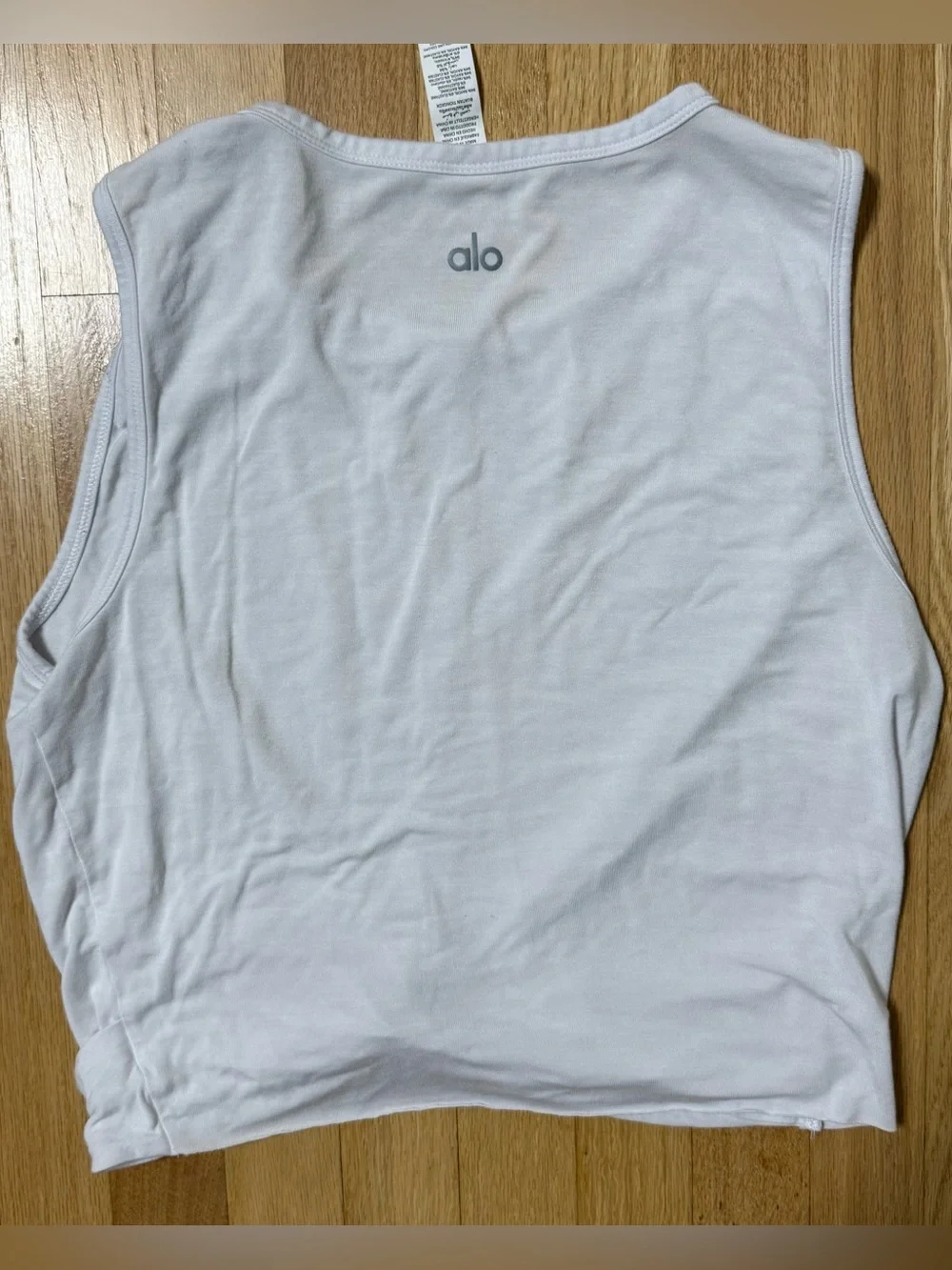 Alo 249844 Women's Cover Twist Front Cropped Tank Top White Medium Pilates Yoga